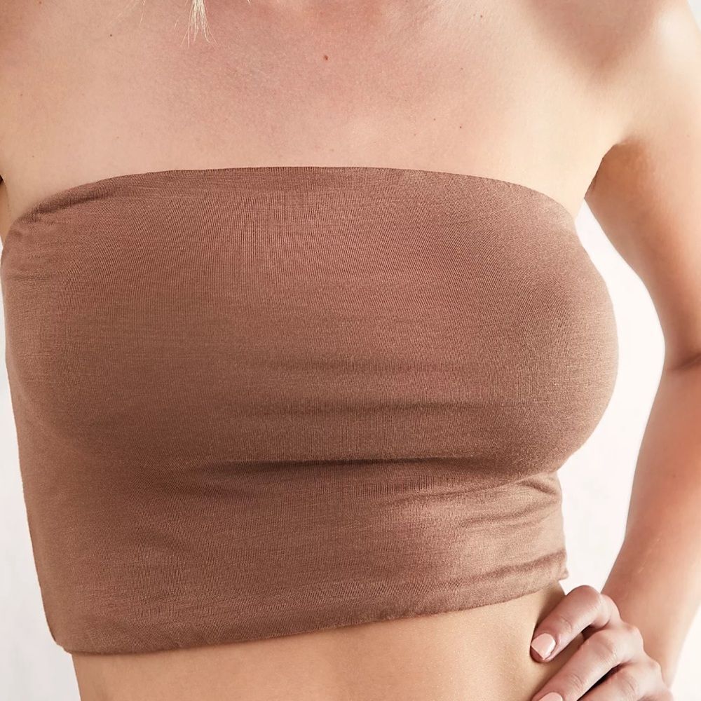 NWOT Free People Essential Brami Brown Strapless Tube Style Bra Support Cami